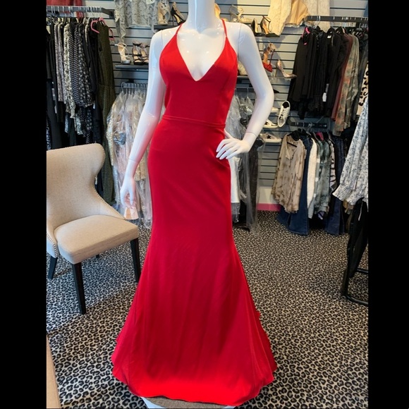 Jovani Dresses & Skirts - Red Jovani V neck gown